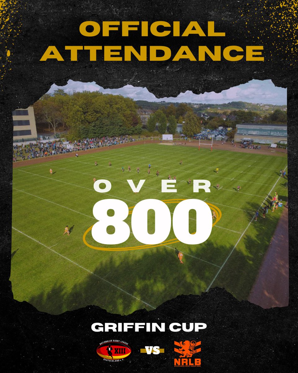 Zuschauerrekord! 
Über 800 Fans beim GriffinCup dabei! Danke, dass ihr #DieDreizehn unterstützt habt!

Attendance record!
Over 800 fans at the GriffinCup! Thanks for supporting #DieDreizehn.
#NRLD #RugbyLeagueDeutschland #LoveRugbyLeague #XIII #RugbyLeague #GriffinCup #GER #NED