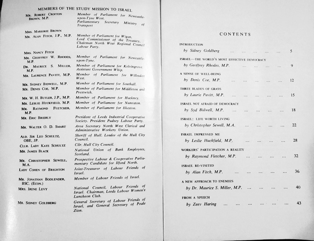 Essays by Labour MPs in 1969 about Israel. They call Israel 'the world's most effective democracy' & 'a laboratory of social democracy'. Whereas, 'the ignorant young demagogues of the New Left who echo hate-charged slogans [against Israel] contribute nothing to socialism'.