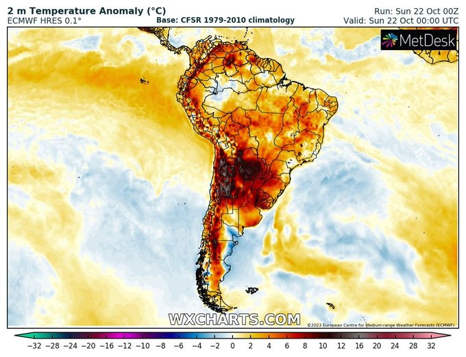 Another record heat wave in SOUTH AMERICA

MIN 30.9C Prats Gill,PARAGUAY and Ingeniero Juarez ,ARGENTINA:Highest October TMIN on record in South America

PARAGUAY
45.2  Pozo Hondo  45.0 Prats Gill

BOLIVIA all time records
41.5 Trinidad
41.3 Santa Cruz Airport

More to come...