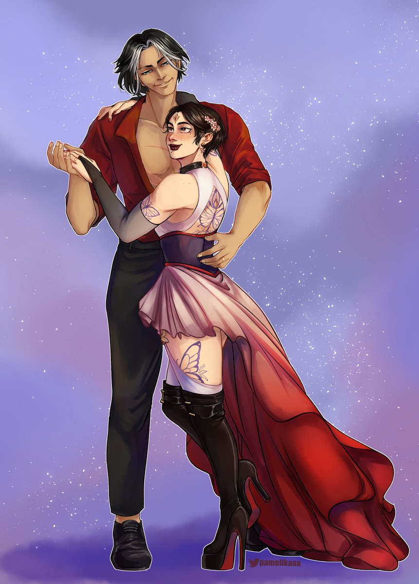 pamellkaaa's tweet image. commission for @SublimeNemesis ! thank you for commissioning me once again to draw Trina and her hubby ♥