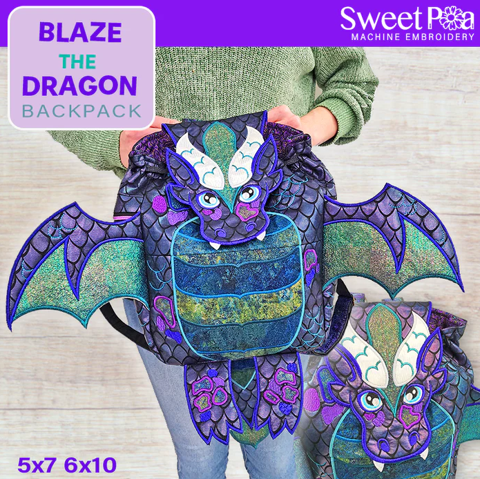 35thAvenueSew's tweet image. Meet Blaze, an adorable dragon backpack embroidery design that can be made in a 5x7 or 6x10 size hoop.  Make this for yourself or as a gift for loved ones!

To get the design, visit tinyurl.com/yj2z4w9x

#embroidery #sweetpeaembroidery #ithembroidery #embroiderydesign