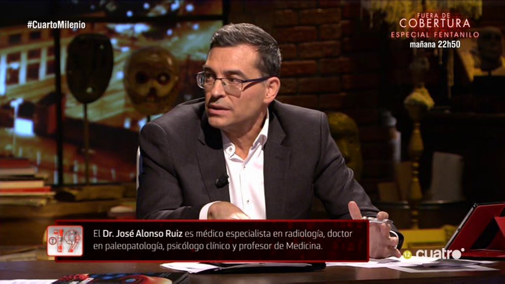 navedelmisterio's tweet photo. El Dr. José Alonso Ruiz es médico especialista en radiología, doctor en paleopatología, psicólogo clínico y profesor de Medicina #CuartoMilenio
