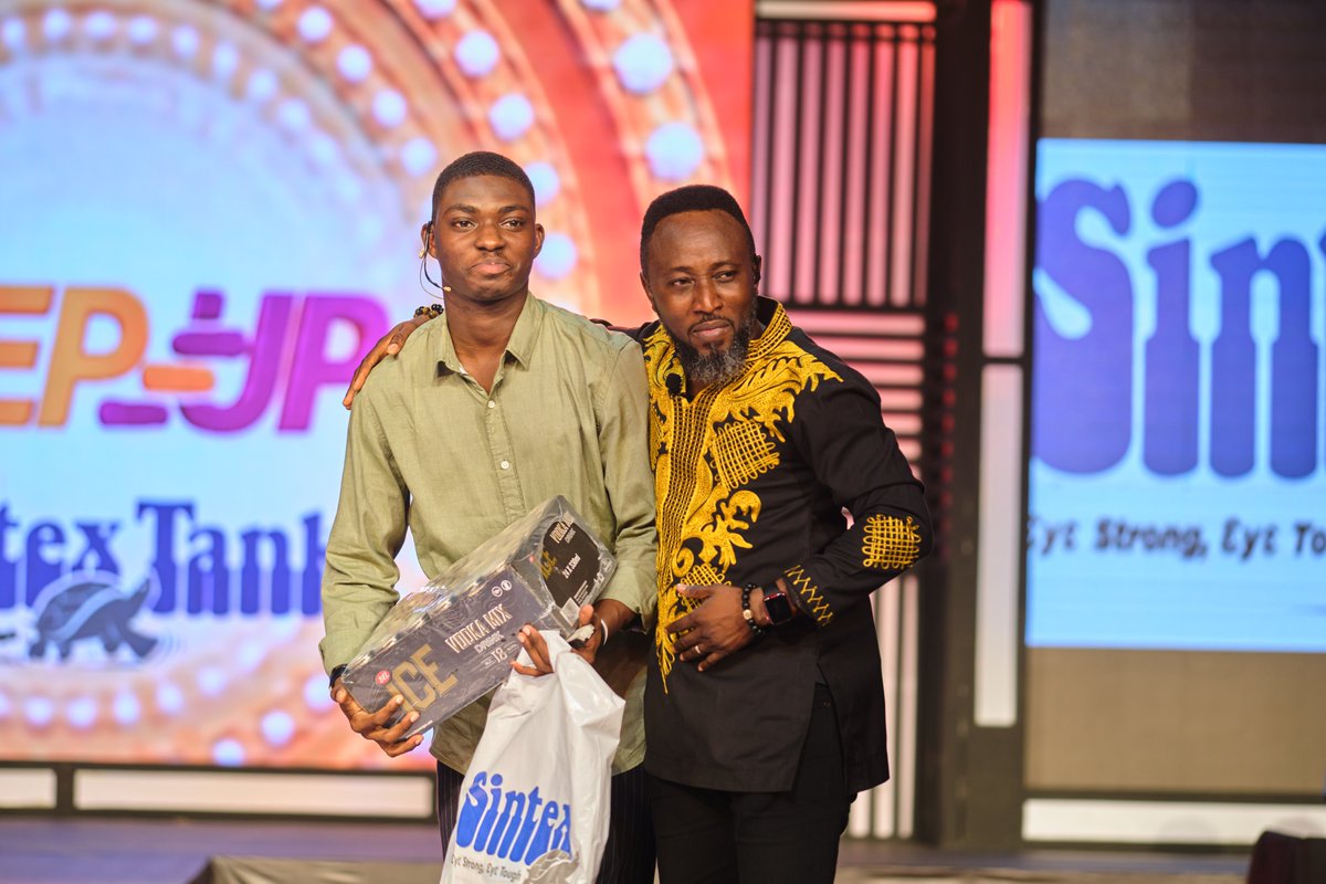 Hammond takes home 500 cedis and some products from sponsors. #StepUpWithSintexTank
