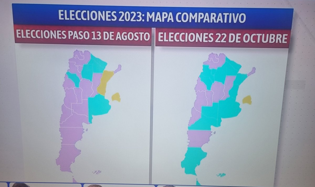 Mapa electoral comparado Paso2023 vs Generales2023 
Cambios significativos a favor de UxP.
👇