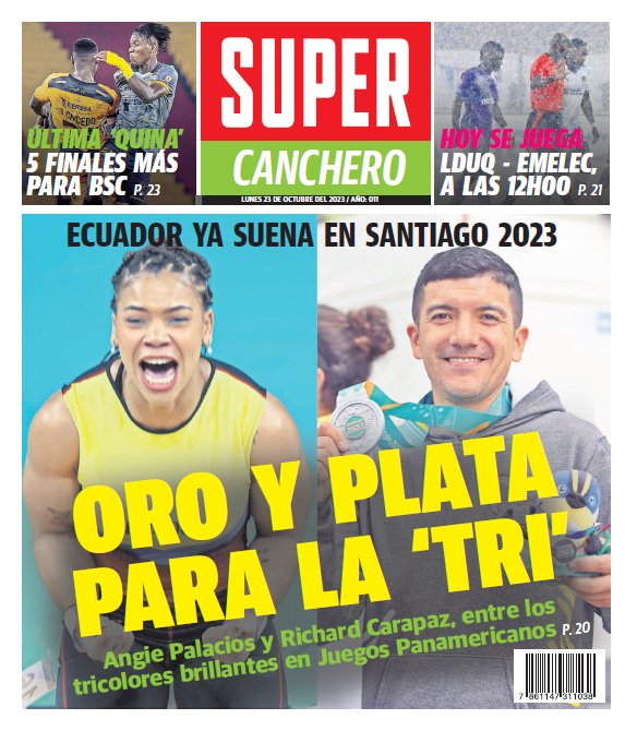 Diario_Super's tweet photo. ¡Es lunes de #Canchero⚽ en Super📰! Media edición de tu #DiarioFamiliar está dedicada a los deportes. Vuela por tu ejemplar y entérate:

🟥 Angie Palacios y Richard Carapaz: oro y plata en #Santiago2023 

🟥 LDU-Emelec se juega hoy, 12h00

🟥 ¿Puede Barcelona ganar 5 'finales'? https://t.co/kmAnUYtiVa