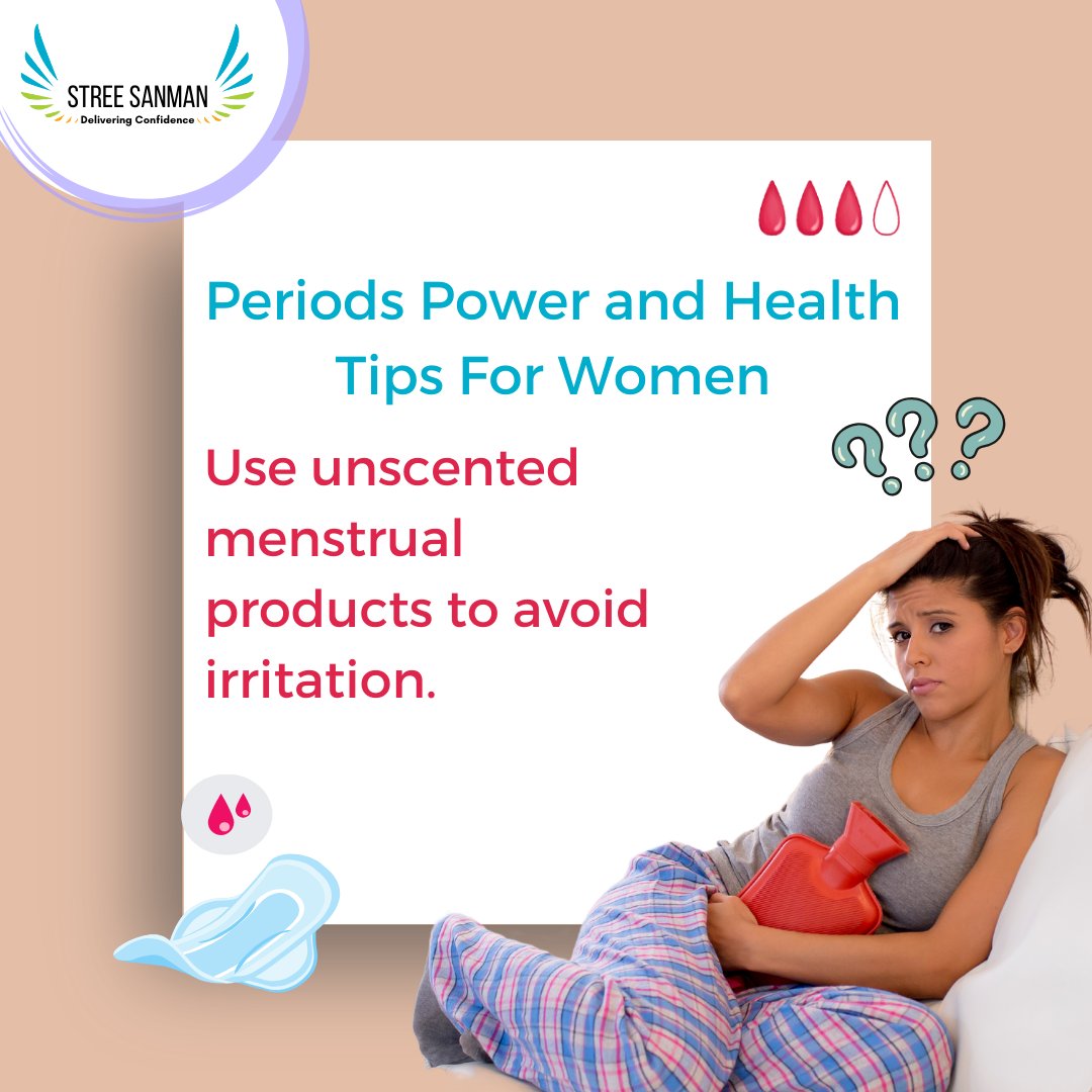 StreeSanman's tweet image. Use unscented menstrual products to avoid irritation.

#MenstrualEducation #NaturalPeriodCare #PeriodEmpowerment #BalancedMenstruation #HealthyFlow #StreeSanman