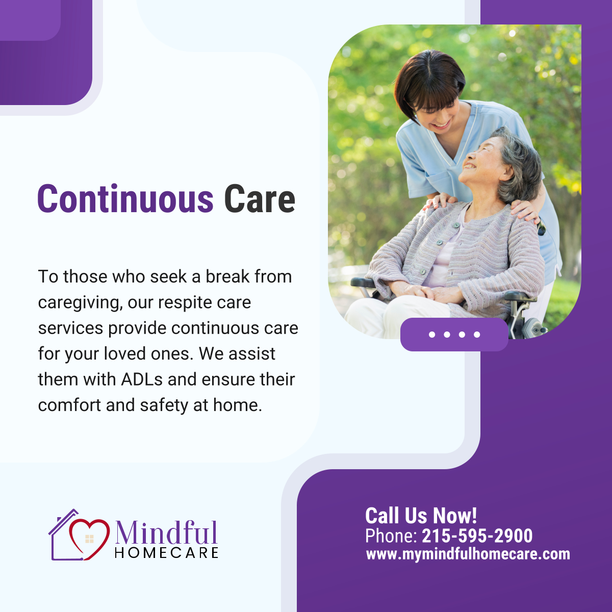 mindful_hc's tweet photo. Don’t let burnout affect your well-being. Choose our respite care services to regain your strength to care for your loved ones once you’re back. Contact us!

#Homecare #DublinPA #ContinuousCare #CaregiverBurnout #RespiteCare https://t.co/4FaiWlwpIM