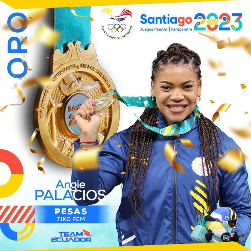 ECUADORolimpico's tweet photo. Angie Palacios logra primer oro para Ecuador en Santiago 2023

La abanderada de la delegación nacional en los Juegos Panamericanos Santiago 2023 se coronó campeona de los 71 kg en la halterofilia