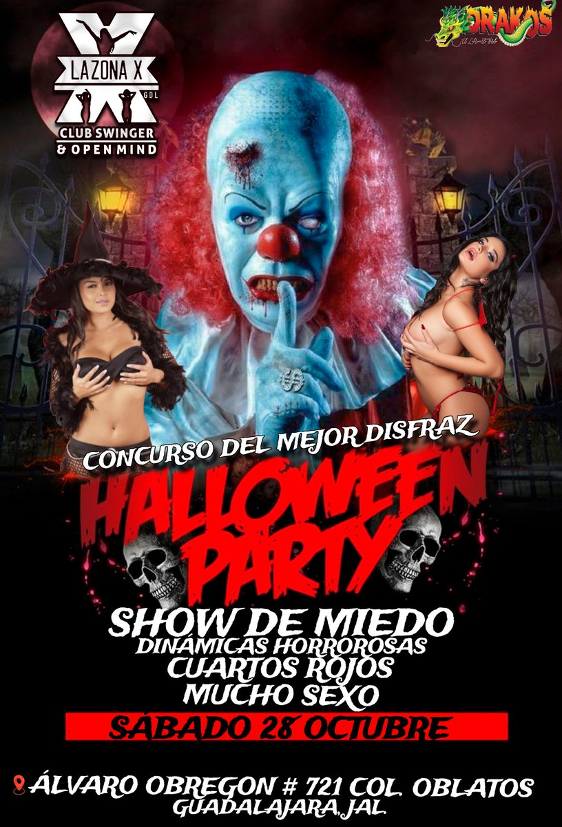 LaZonaXClub's tweet photo. Semana De Halloween 
Te Daremos Gritos De Placer 🔥

Te Esperamós Apartir De Las 9 Pm
Este Viernes 27 y Sábado 28 De Octubre

En La Zona Más Caliente De Guadalajara
Donde Además Tendremos Premios A Los Mejores Disfraces 🪙

No Faltes! https://t.co/Y0Gw8lhafc