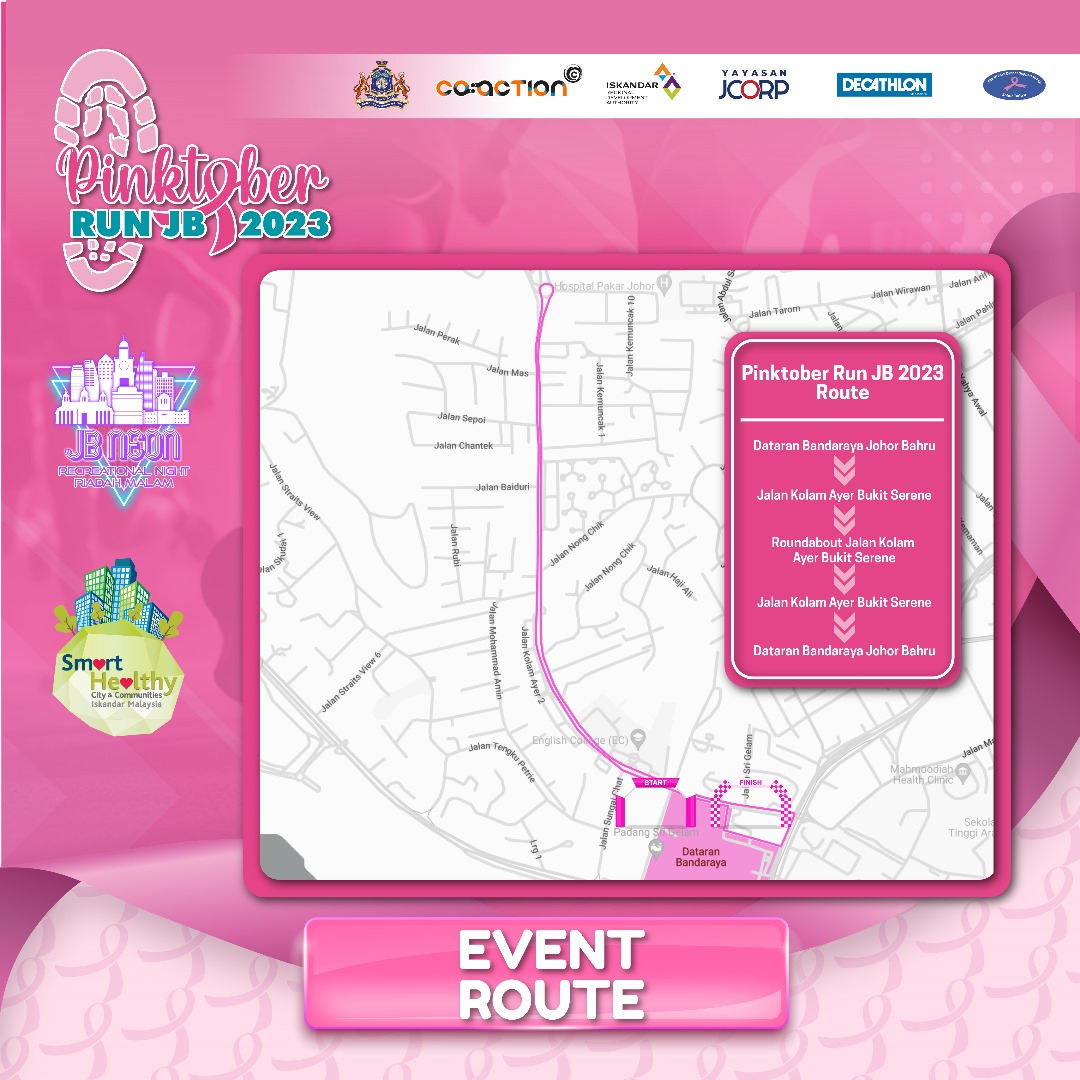 Untuk yang suka berlari, ini masanya untuk korang bersinar di Pinktober Run JB 2023 yang akan diadakan 27 Oktober 2023 ni dekat Dataran Bandaraya Johor Bahru untuk memberi kesedaran berkenaan Barah Payudara dan juga sama sama kita raikan survivor 🏃🏻‍♀️🏃🏻‍♂️