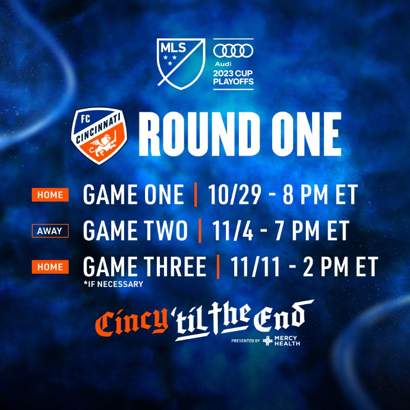 fccincinnati's tweet photo. Sunday Night Fútbol coming soon to @TQLStadium 👏

Our Round One Best-of-3 Series schedule is set. Tickets on sale tomorrow.