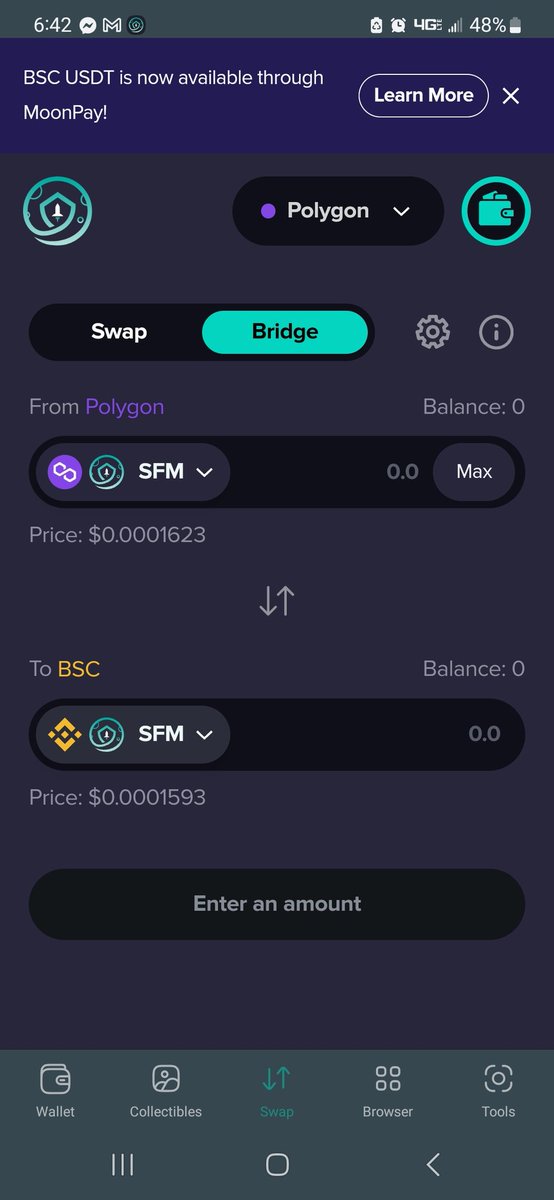 mako1853's tweet photo. Just used the bridge for the first time, and that was easier than swapping.
#safemoonbridge is as simple as it gets!
#safemoon can get you from bsc to eth and polygon in any order you so choose.
#everyoneproof https://t.co/kUl5kJCdPT