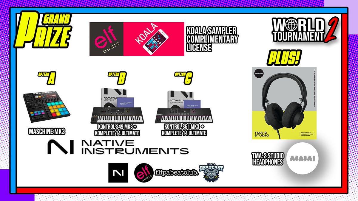 flipabeatclub's tweet photo. Congratulations to @MLTZRBeats for winning the individual Final Four Grand Prize provided by @NI_News @AIAIAItweet and @elf_audio 

#teamMPC  👑👑👑 https://t.co/UsxhGYGzH9