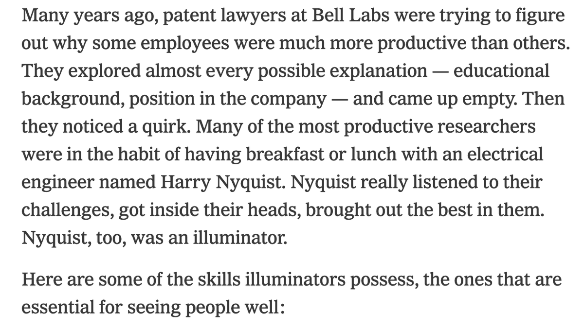 A wonderful discovery in this NYT piece on learning how to forge valuable connection to our fellow humans. The engineer, Harry Nyquist, who we honor with the eponyn 'Nyquist Sampling,' was an exceptional source of inspiration to his fellow colleagues. nytimes.com/2023/10/19/opi…