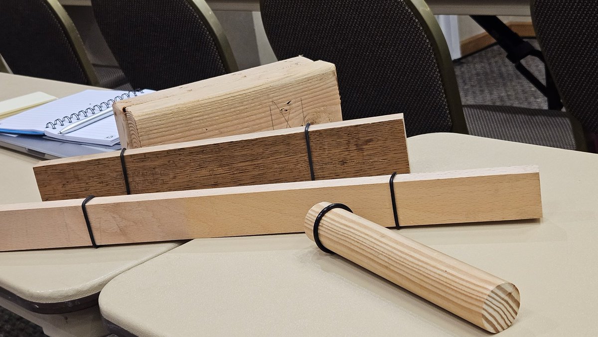NCNAAPT's tweet photo. @NCNAAPT member @zkossover from the @Exploratorium gave a great presentation about sound and resonance using marambas, a baseball bat, resonator chambers, meter sticks, a guard and more at #CASE23 https://t.co/Yqwymx012u