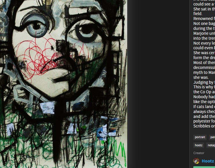 Marjorie Magoo's Trite Passage
(Marjorie) Lived on the outside of town in a disused furniture shop nearby the butter factory.....
Find out the reason for the trite on #objkt 
Edition of 5 
1st edition at auction #tezos #tezoscommunity #tezosart 🔗⬇️