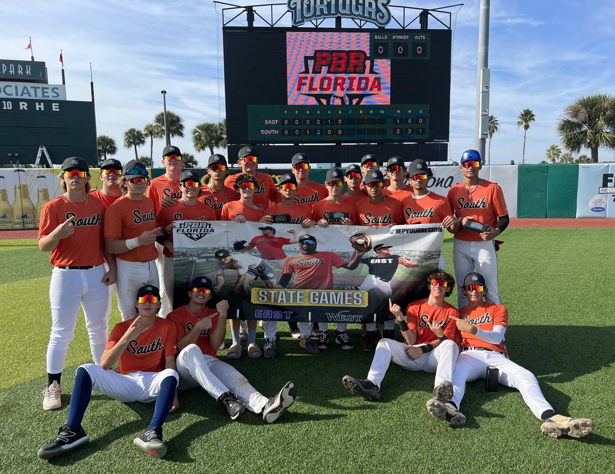PrepBaseballFL's tweet photo. 𝐒𝐓𝐀𝐓𝐄 𝐆𝐀𝐌𝐄𝐒 𝐂𝐇𝐀𝐌𝐏𝐒 🏆😎

The South Region is your 2023 Sophomore State Games Champion‼️

Sunglasses courtesy of @DiamondKrew_ 

#PBRSoSG23 https://t.co/ki303mWqNa