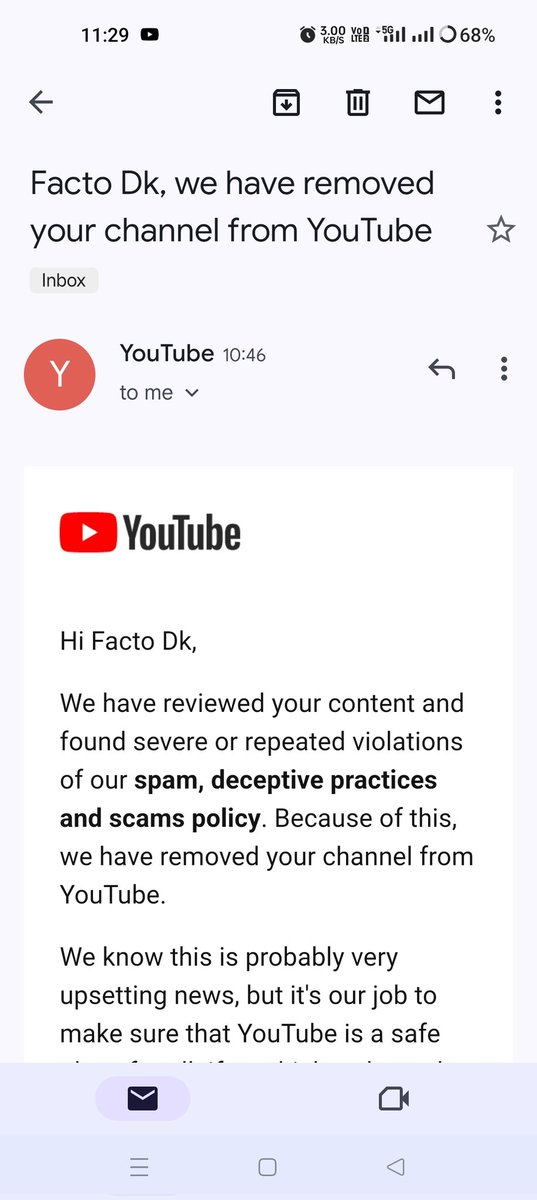 FactBrain96's tweet photo. @YouTubeIndia @TeamYouTube Dear Team, YouTube had deleted my channel without any mistake, regarding which I had also appealed to YouTube but till now I have not received any response from you and your team, please return my deleted channel.
Regards 
URL - https://t.co/bDTscNjAsc https://t.co/9ma8umVu21
