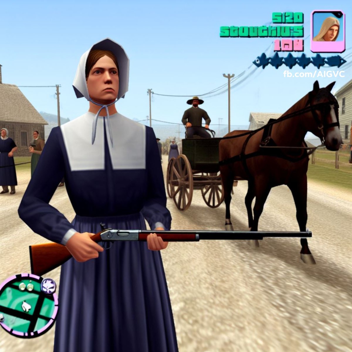 AIGenGames's tweet photo. Title: Grand Theft Auto - Amish Country
Genre: Open World, Action-Adventure, Sandbox
Platform: PlayStation 2
Released in 2002 https://t.co/veDLLLOwBe