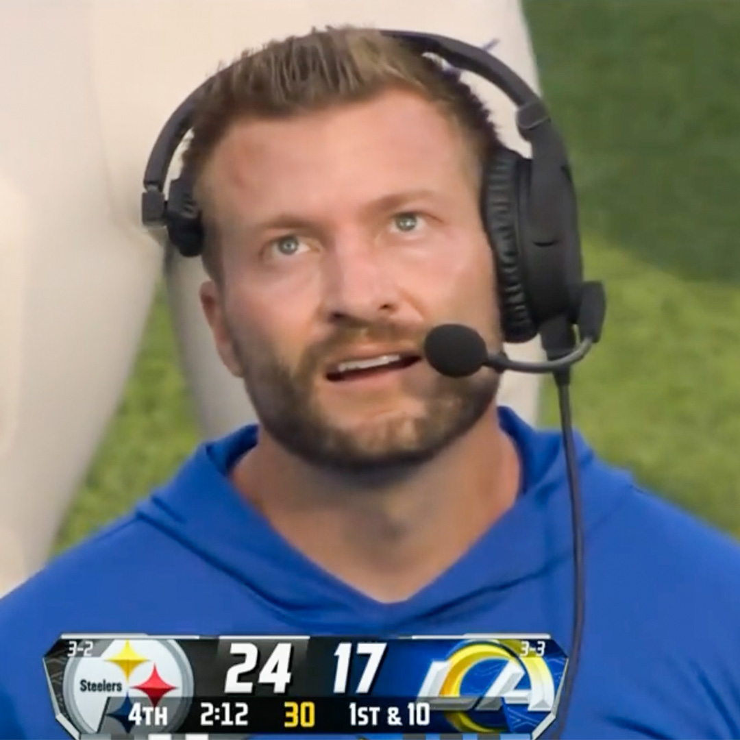 SportsCenter's tweet photo. Sean McVay's face after the Steelers got a crucial first down. https://t.co/pKJ4XKkjT1