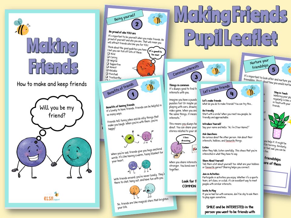 I am on a role with creating leaflets for pupils. This one is about making friends.