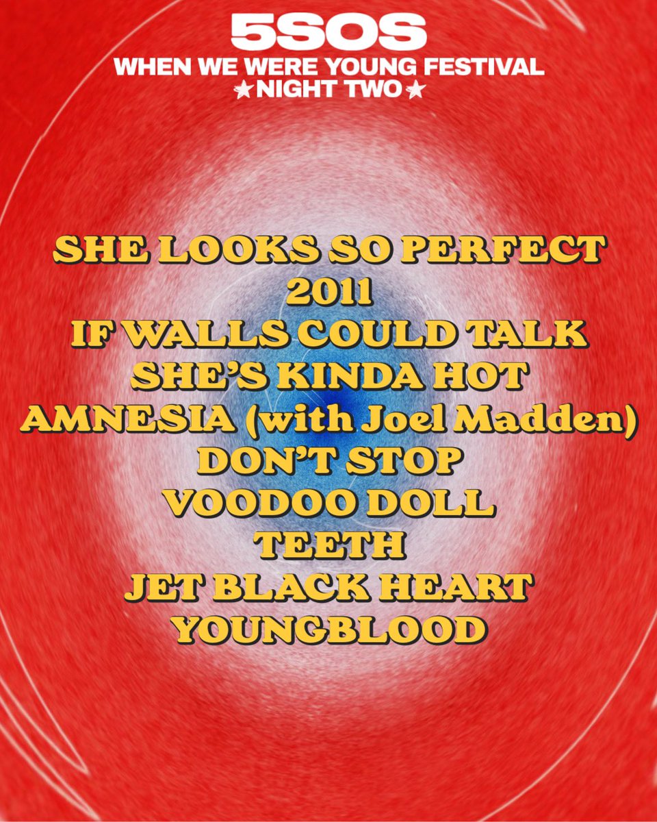 livesoshq's tweet photo. ⭐️ Setlist for Night 2 in Vegas. ⭐️ 
@5SOS x @WWWYFest https://t.co/YJFnc1EyKY