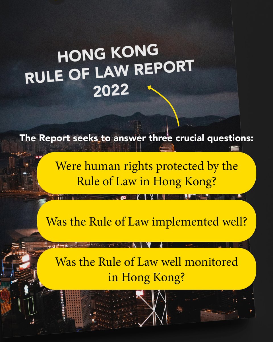 NEW: The #Hongkong Rule of Law Report 2022 is out, detailing how Hong Kong's #ruleoflaw has devolved into a tool of oppression. Read it here: hkrlm.org/2023/10/23/rol…