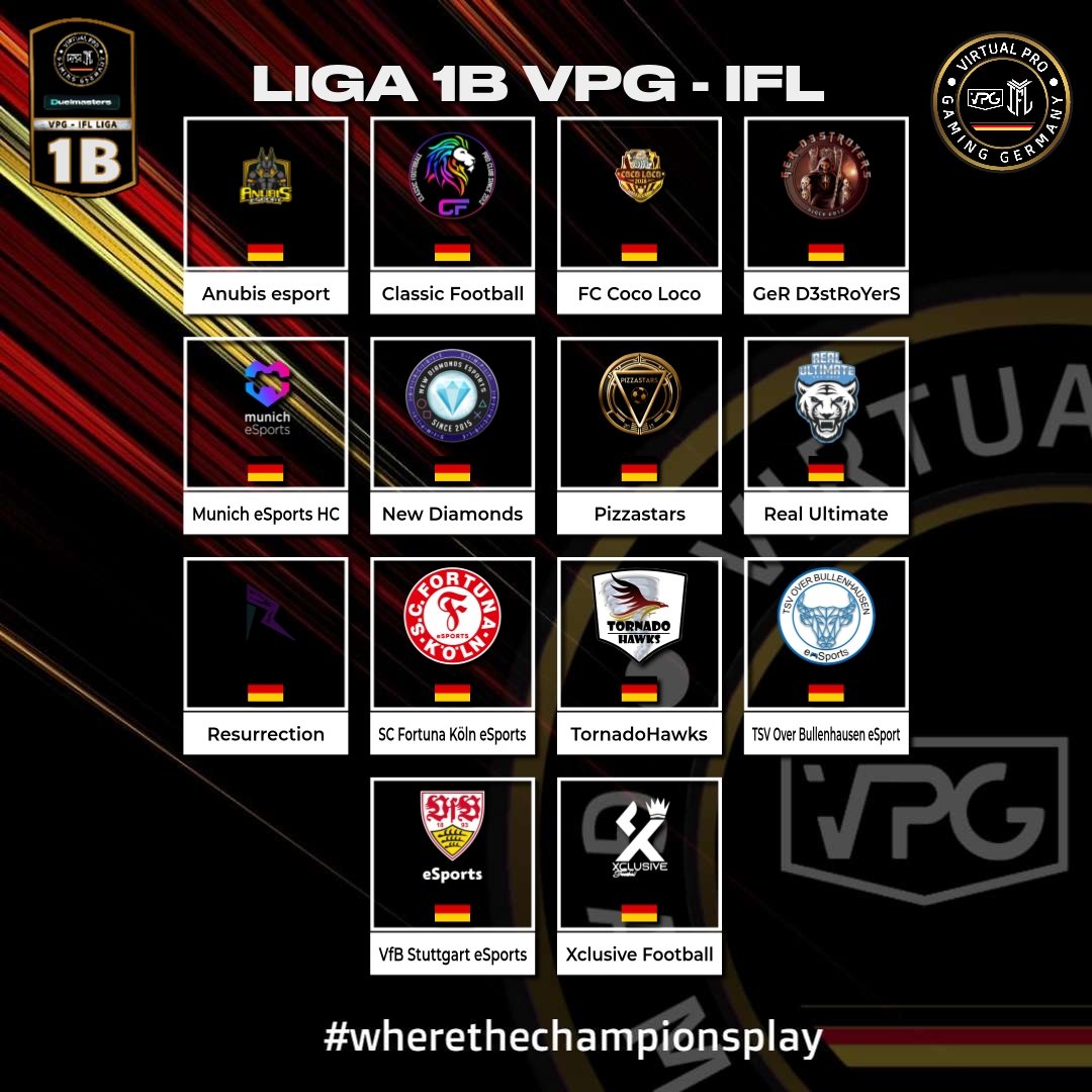 IFL Germany (@iflonline) on Twitter photo VPG-IFL Crossplay League
โซ๐ด๐ก
It finally starts tonight!
We would like to present to you the participants of the <a href="/DuelmastersGG/">Duelmasters.io</a> League 1A+B!!
#FC24 #EAFC24 #Clubs
#wherethechampionsplay
โซ๐ด๐ก VPG-IFL Crossplay League
โซ๐ด๐ก
It finally starts tonight!
We would like to present to you the participants of the <a href="/DuelmastersGG/">Duelmasters.io</a> League 1A+B!!
#FC24 #EAFC24 #Clubs
#wherethechampionsplay
โซ๐ด๐ก