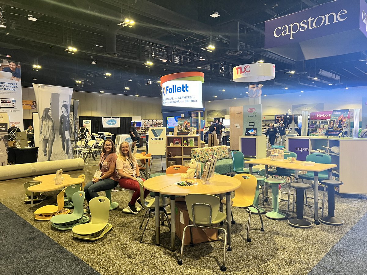 Go2TheLibrary's tweet image. Thanks for coming today visit me at the @VircoInc booth at #AASL23 as @misscoachbarr and I played double duty, librarian and Virco friend.