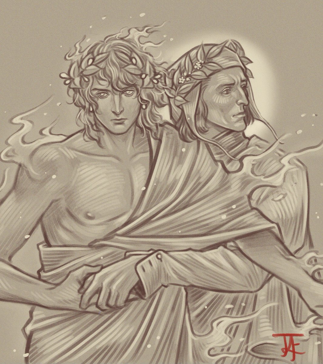 💧VIRGIL & DANTE (sketch)🩸

Thank you everyone who watched the stream last night! I'll be continue working on this in the upcoming week so I can add some demons and other creatures from Inferno.

You can watch the stream's VOD below⬇️
#DantesInferno #TheDivineComedy