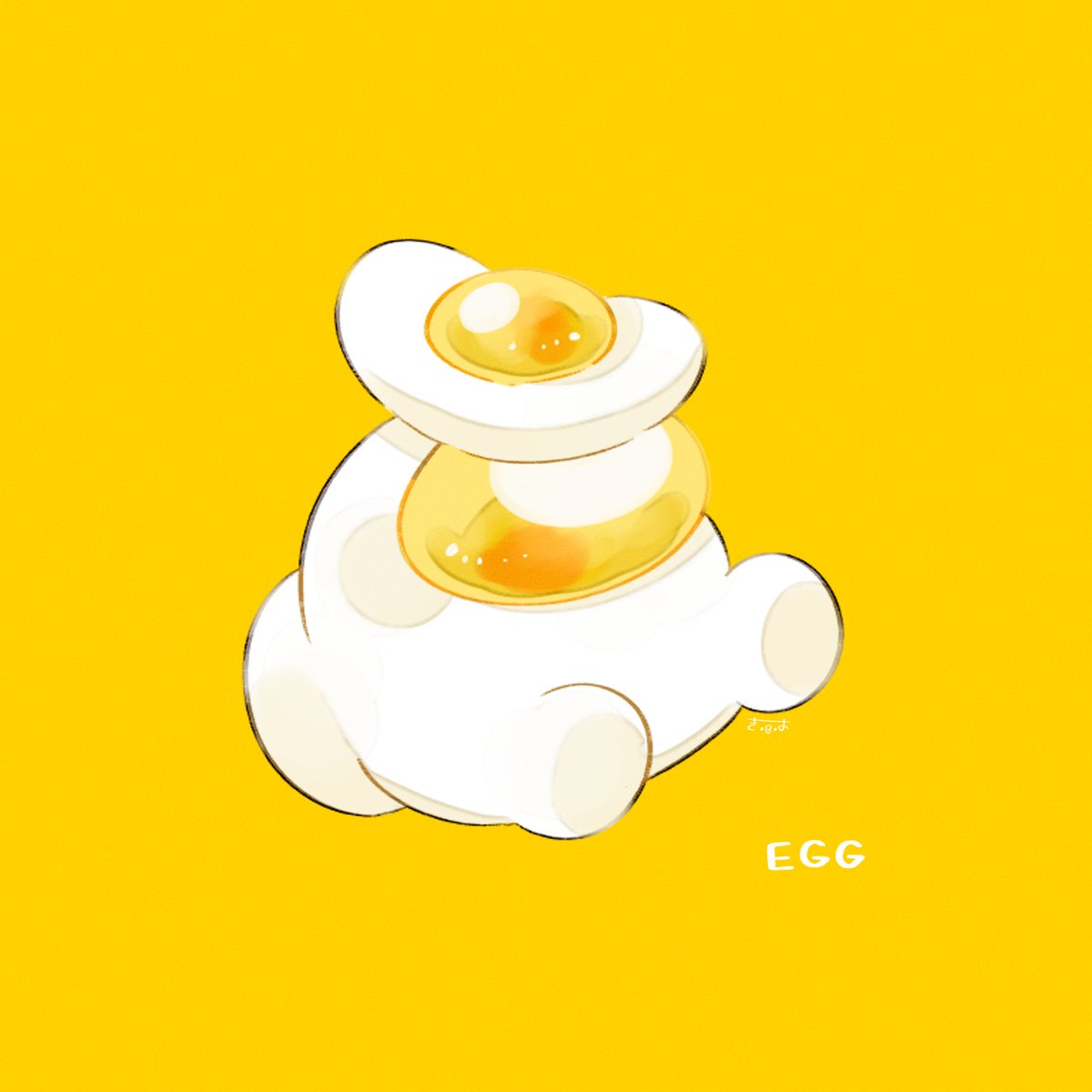 no humans food egg (food) simple background fried egg yellow background holding  illustration images