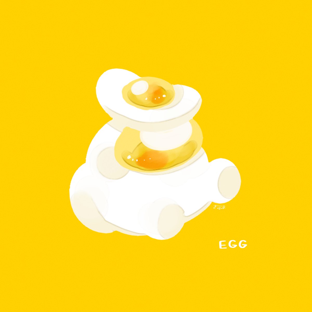 no humans food egg (food) simple background fried egg yellow background holding  illustration images