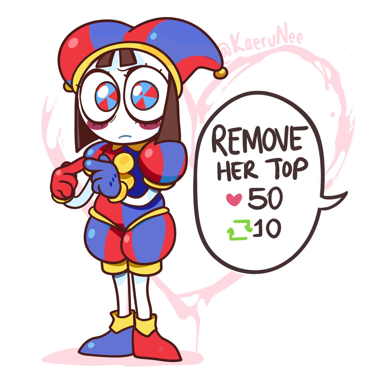 kaeruNee's tweet photo. #stripgame w/POMNI! part 1! wannna play?
 #Pomni #PomnidigitalCircus #TheAmazingDigitalCircus #DigitalCircus https://t.co/dsTwV8VezI