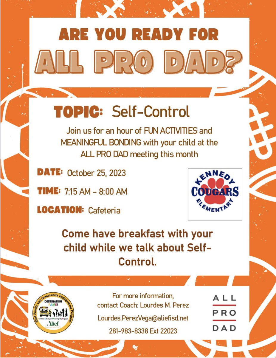 CougsFame's tweet photo. We can’t wait to see our dads, uncle, grandfather, brothers or our moms 🧔🏻‍♂️👩🏻for our first All Pro Dad meeting @KennedyCougs @Alief_Fame @AliefISD https://t.co/rF7PnOWn3B