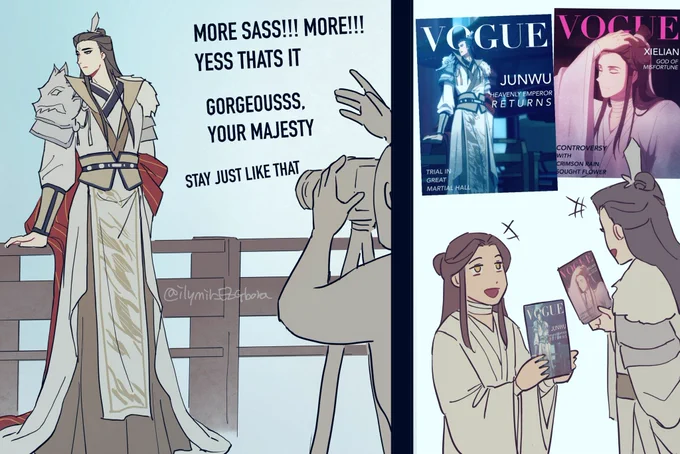 #TGCFS2Spoilers 
Everyone be posing for magazine covers in season 2 #junwu #xielian 