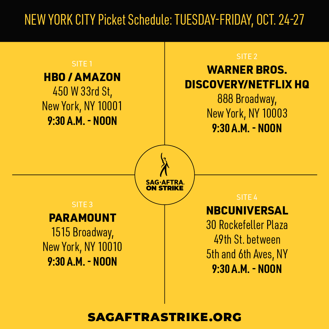 As we go back into negotiations this week, we're making sure the AMPTP knows we're vigilant, unstoppable and #SagAftraStrong in solidarity! Come out to the picket lines or an event near you to be part of the movement: sagaftrastrike.org. 🔥✊ #SagAftraStrike