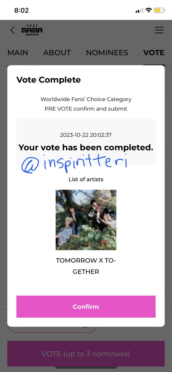 inspiritteri's tweet photo. @MnetMAMA #MAMA_VOTEDUMP https://t.co/3YDJEhuFjI
