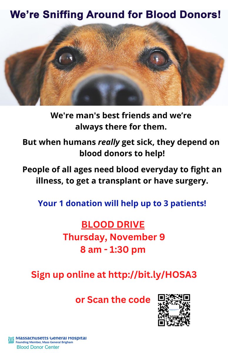 Register now for the Nov 9 blood drive!  Anyone age 16&amp;older can donate!