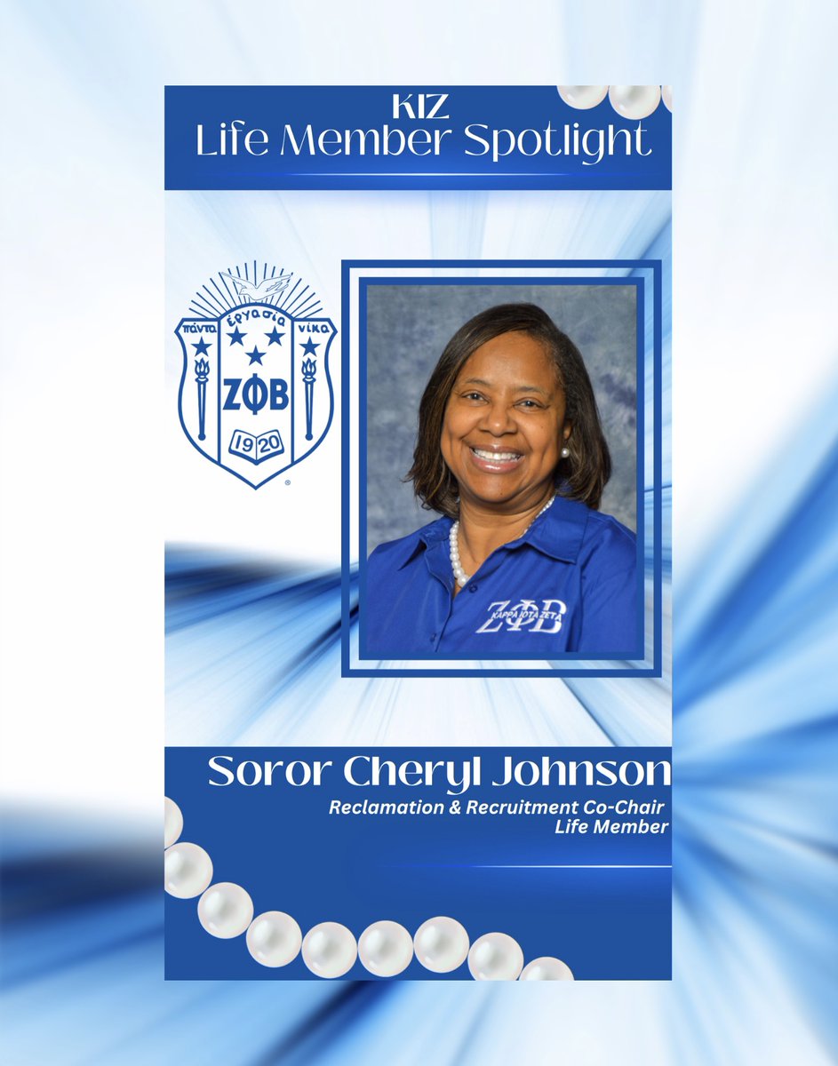 KappaIotaZeta's tweet photo. #LifeMemberMonth
Please join the ‘Kaptivating’ Kappa Iota Zeta Chapter in celebrating Life Member, Cheryl Johnson (CJ)🤍💙!
#kappaiotazeta #liftingthelegacy #zetaupgeorgiaforward #SecondToNone #SERegion #zetaphibeta #kizLifeMember https://t.co/evw3K4sBWE