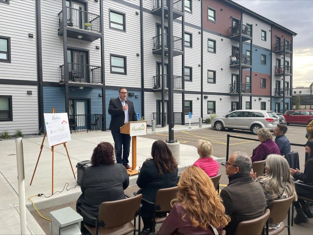 FCSSAAoffice's tweet photo. If you missed it this week: 83 new affordable housing units in Fort Saskatchewan, built with a $6M investment by the National Housing Strategy and the governments of Alberta and Canada. https://t.co/02FCfBCcnK 
Thank you @JasonNixonAB. #FCSS #FCSSAA #fcssStrongerTogether https://t.co/oGDOQfmKhr