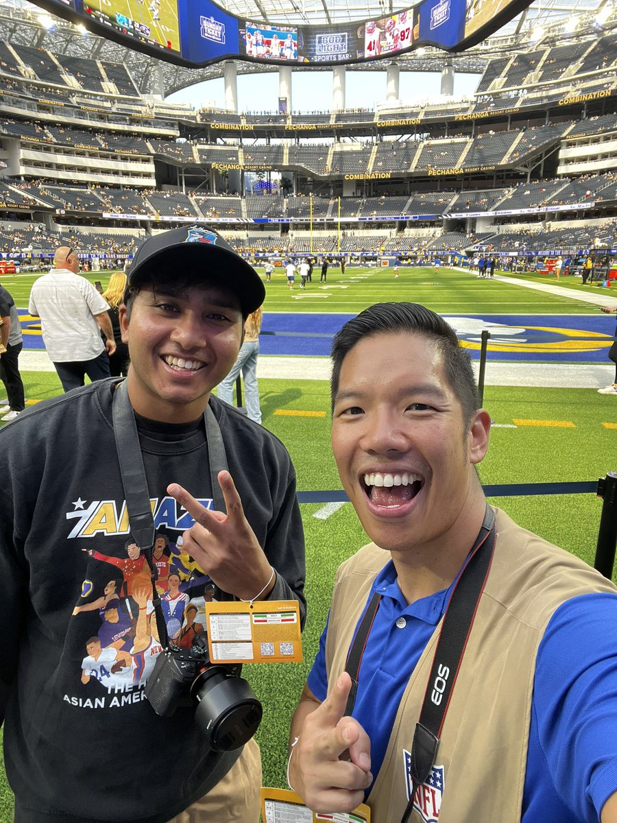 Name a more iconic @aaja duo From the #RamsHouse today! @AMAZNHQPranav @KarloSySu @AAJAla #AAJAfam #NFL