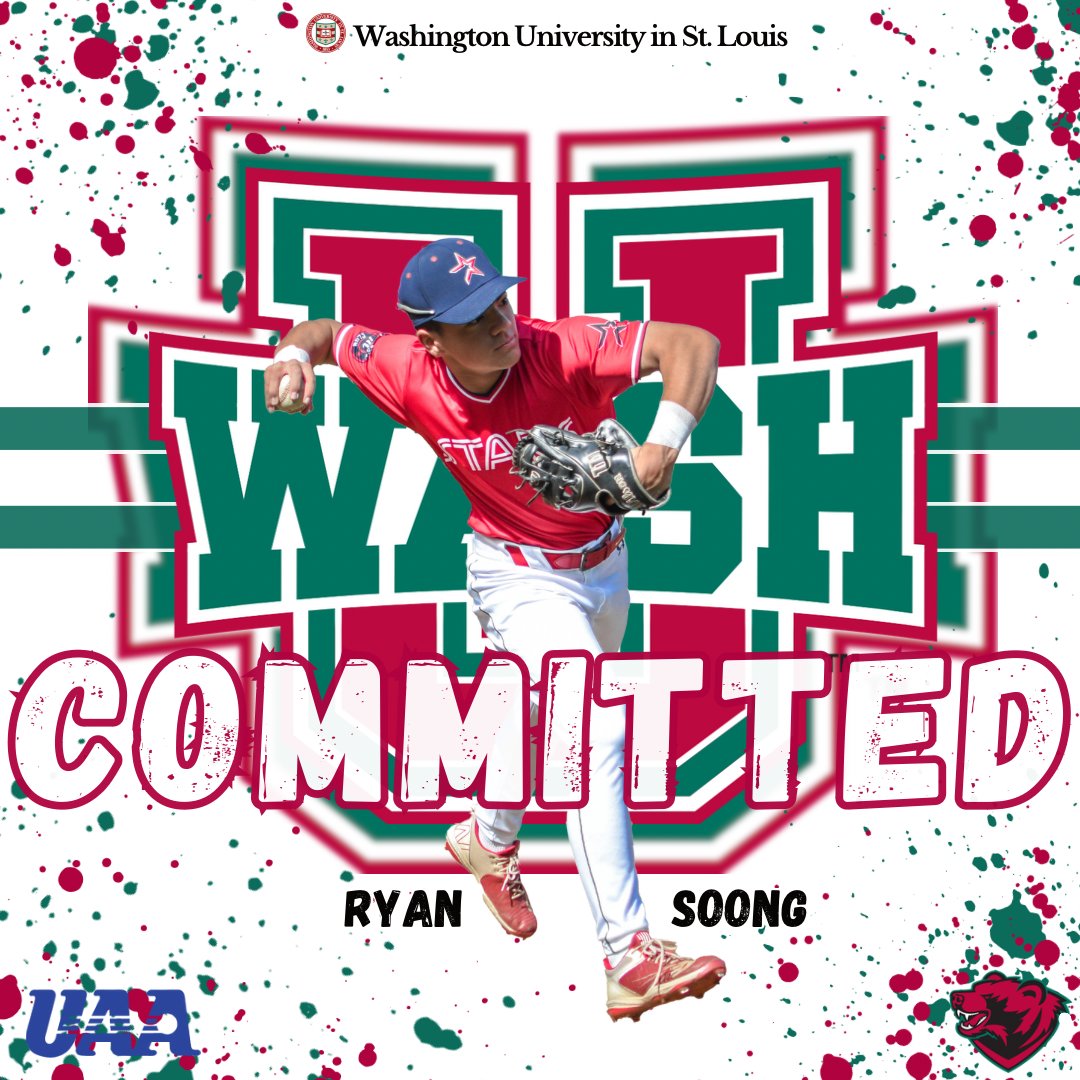 Ryan Soong (@ryan_soong) on Twitter photo I am extremely excited to announce my verbal commitment to further my academic and athletic career at Washington University in St. Louis. I would like to thank my parents, coaches, and friends who have supported me to get here. Go bears!
<a href="/STARSBASEBALLVA/">STARS Baseball</a> <a href="/washubaseball/">WashU Baseball</a> I am extremely excited to announce my verbal commitment to further my academic and athletic career at Washington University in St. Louis. I would like to thank my parents, coaches, and friends who have supported me to get here. Go bears!
<a href="/STARSBASEBALLVA/">STARS Baseball</a> <a href="/washubaseball/">WashU Baseball</a>