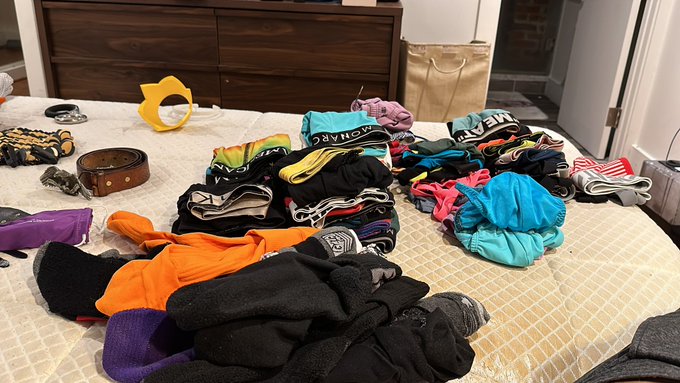 Cleaning my closet, and did a quick underwear underwear inventory:  &bull;4 posing suits &bull;7 swimsuits &bull;19