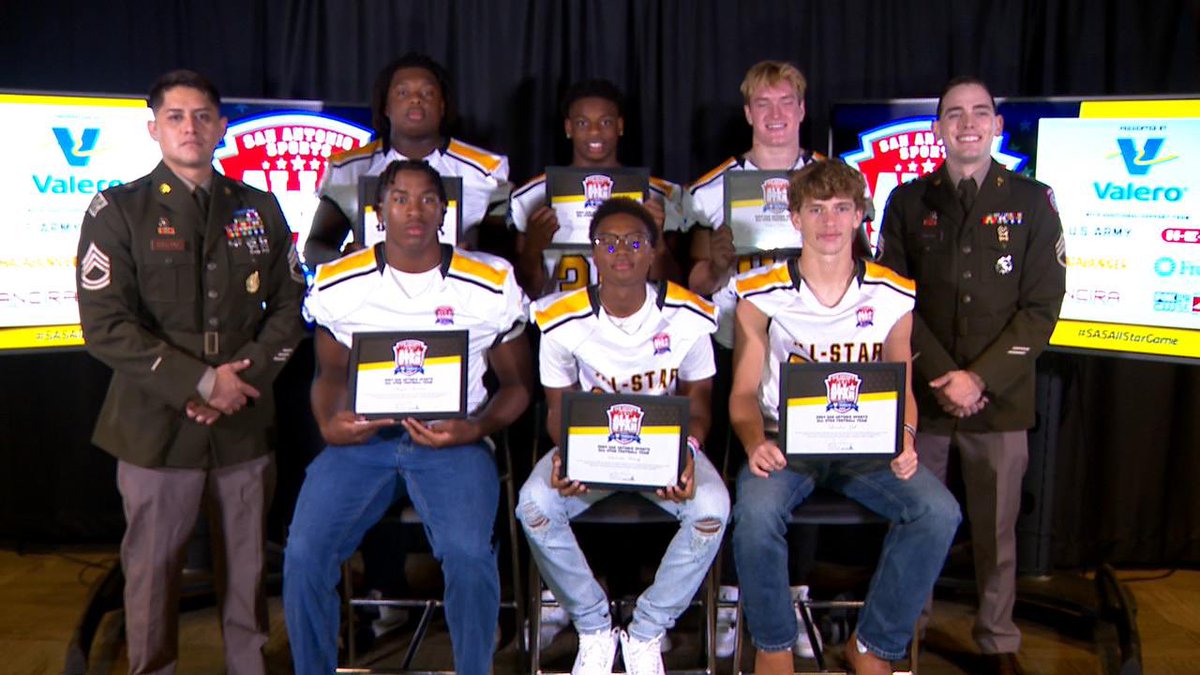 Meet six players from Team Gold for the <a href="/SA_Sports/">San Antonio Sports</a> #AllStarGame tonight on <a href="/News4SA/">News 4 San Antonio</a> after #SundayNightFootball!

<a href="/walkerdiharce/">Walker Diharce</a> @XavierWilburn2 <a href="/datboyKing2021/">king johnson 2024</a> from <a href="/CTJFootball/">Johnson Football</a> 
<a href="/Landon22G/">Landon Gill 3🌟QB</a> <a href="/DhaylenStanton/">DhaylenS</a> <a href="/LavontaHenry_/">Lavonta “Tay” Henry</a> from <a href="/JMadison_FB/">Madison Maverick Football</a>