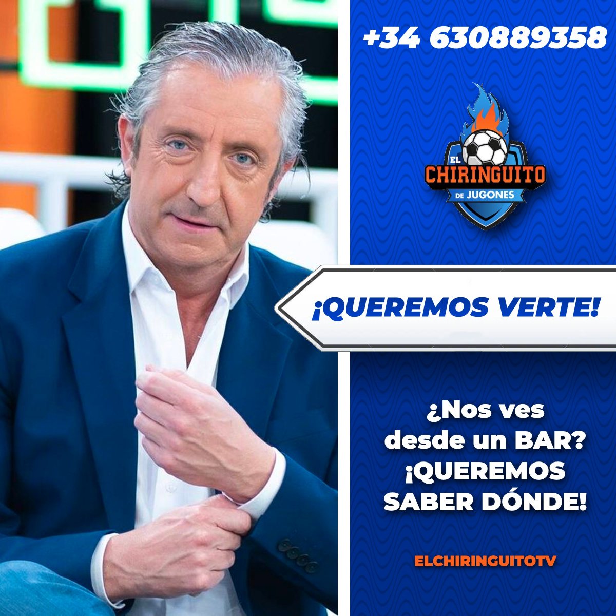 🚨 ¿Nos ves desde un BAR? ¡QUEREMOS SABER DÓNDE!

📲 +34 630 889 358 📲

📸 Envíanos tu foto viendo <a href="/elchiringuitotv/">El Chiringuito TV</a> desde tu bar o restaurante y dinos de dónde eres.