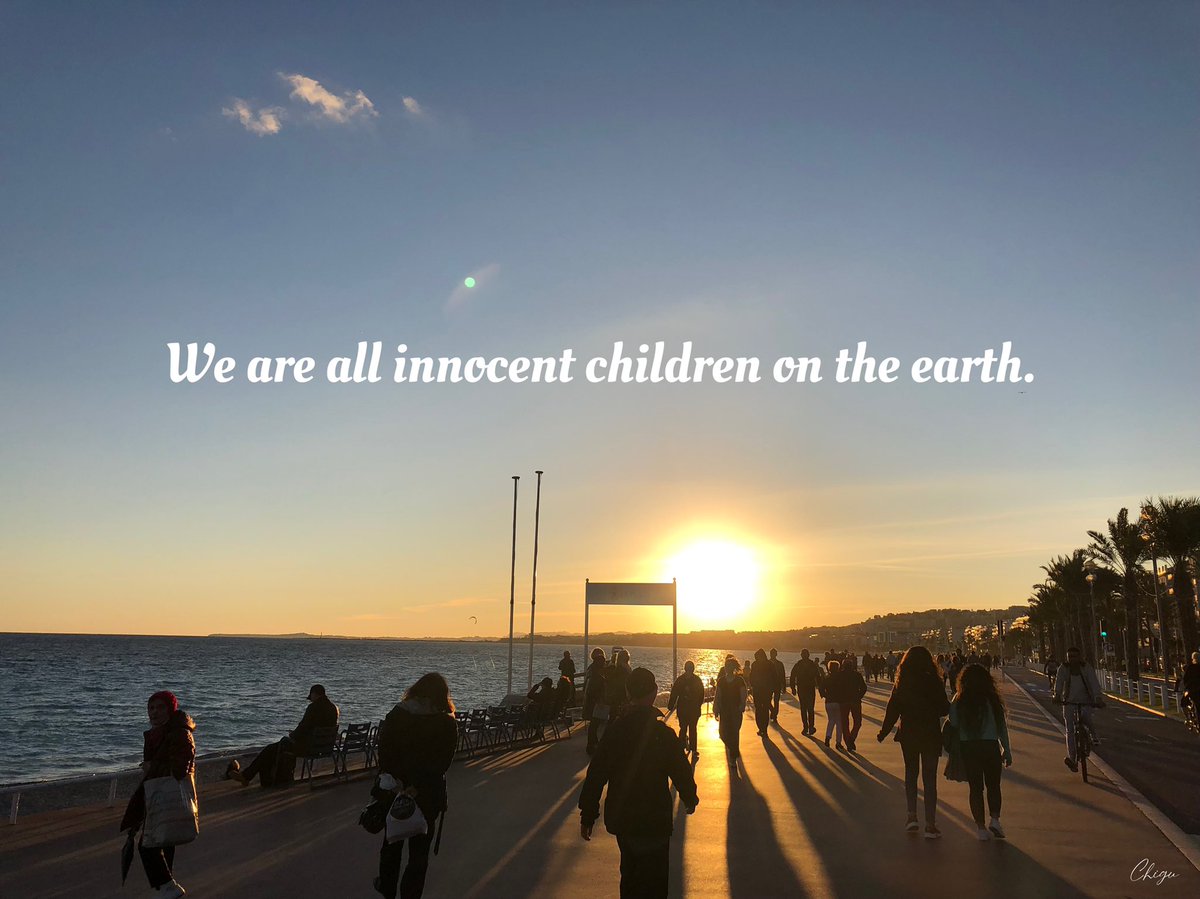 cocobonheurcoco's tweet photo. We are all innocent children on the earth.

わたしたちは
みんな

かみさまの
こども

#神���子 #平等 #equality #人類皆兄弟 #ニース #フランス #nice #france #夕日 #夕陽 #sunset #couchedesoleil #enjoyyourlife https://t.co/FsFCw8bqCA