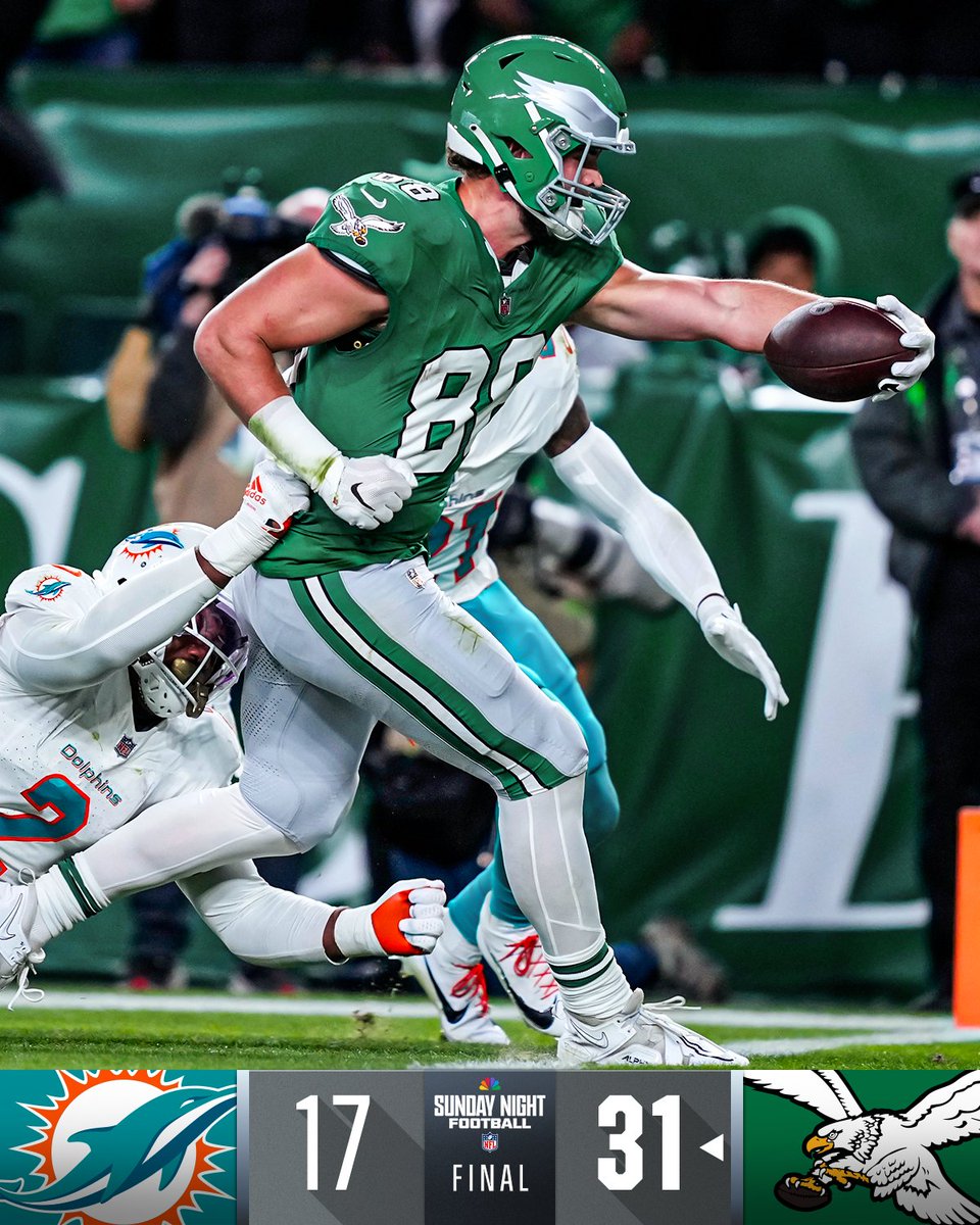 FINAL: Eagles get back in the win column and improve to 6-1. #MIAvsPHI