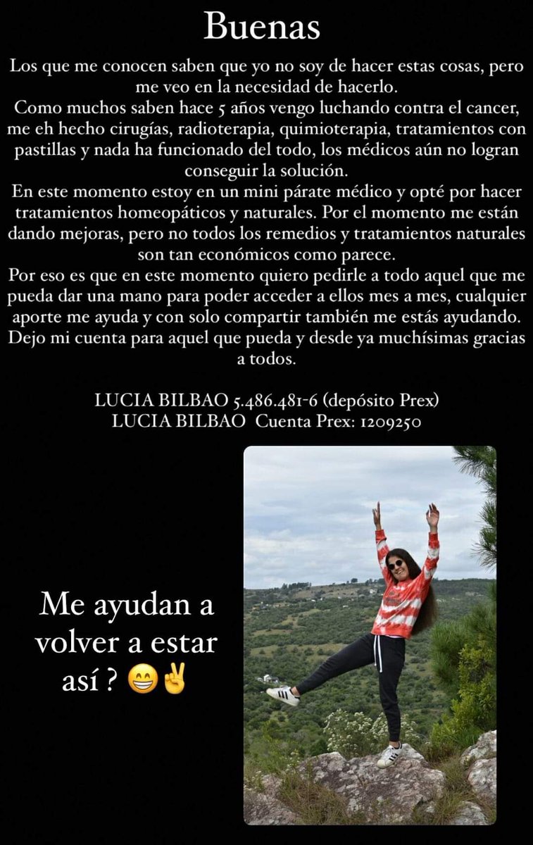 CamiloPeon's tweet photo. Lucia es la hermana de un excompañero de liceo, se agradece difusión RT! 🙏 
@ChrisNamus @PekeSander @Elcammarota @CharlieSacco @MPaulaCarballa @yaninaagabriel @PGraino https://t.co/dkPLY9rQNp
