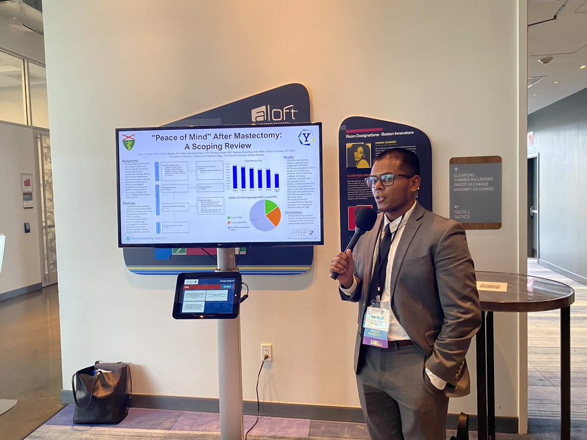 HamidSafraz's tweet photo. It's been a great time working with @GreenupRachel these past few months and I shared some of our work today at @SurgOutcomes; fittingly, it's the day before what would've been my grandmother's bday #SOC23 #BreastCancerAwarenessMonth @YaleCancer @NCSP_Yale @NationalCSP https://t.co/pvlPB40chz