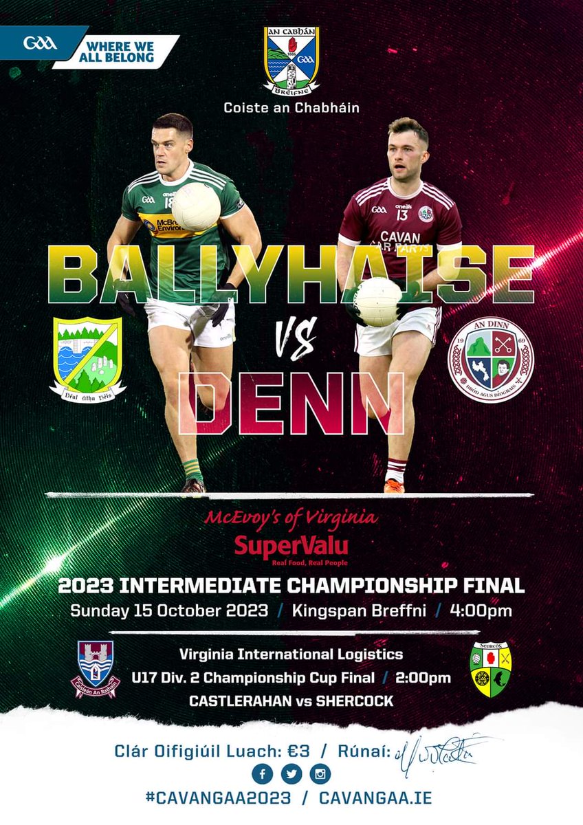 CavanCoBoardGaa's tweet photo. And that is a wrap: Cavan County Board Football Championships 2023: Congratulations to @arvagaa @ballyhaisegaa and @GownaGFC on your respective Final championship victories. We look forward to you making an impact on @UlsterGAA
#MFAJFC
#MCEVVINFC
#KSSSFC
#CavanGAA2023 https://t.co/3OQAstBbGZ